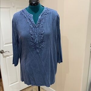 Blue Women's Tunic with Floral Embroidery 18/20